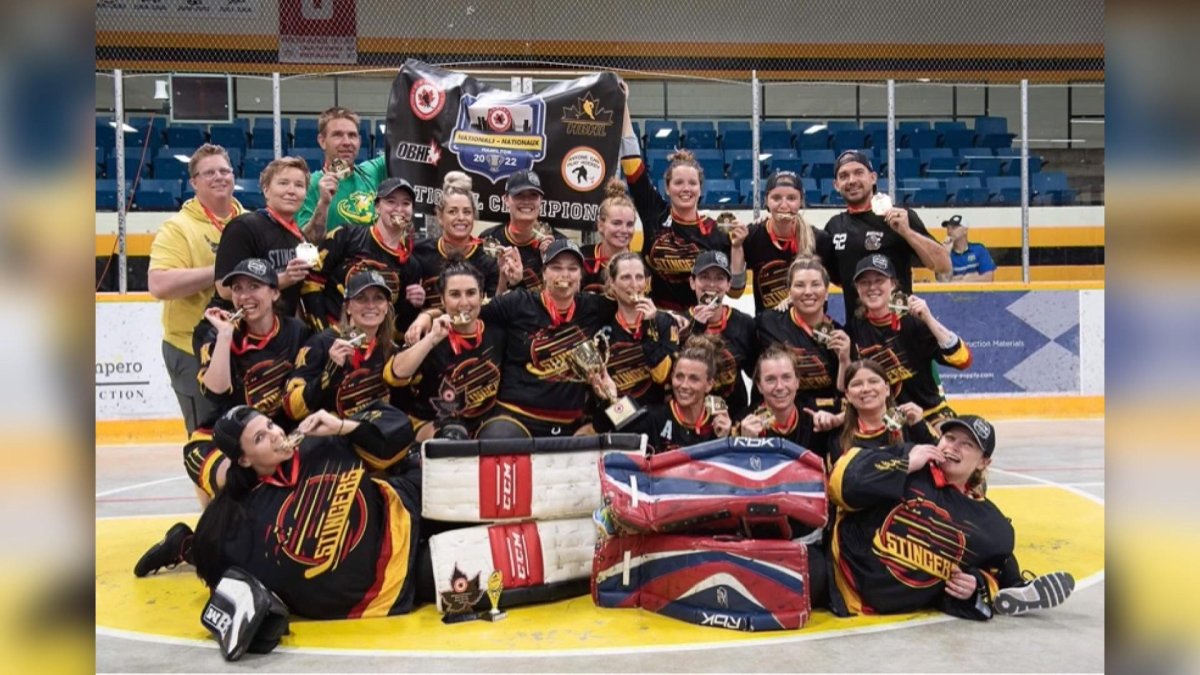 Women's Saskatoon Stingers after their gold medal win in Hamilton at Nationals.