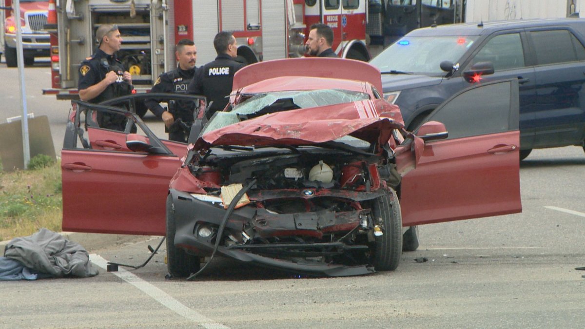 Traffic restrictions have been removed following a dangerous driving incident in Saskatoon where police charged and arrested two men.