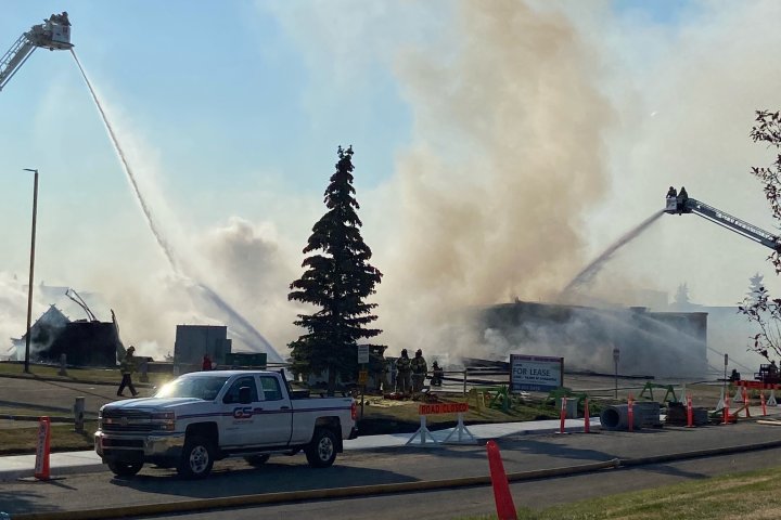 Fire crews battle blaze in east Edmonton: ‘The building is a total loss’