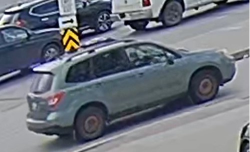 stolen vehicle, a green 2014 Subaru Forester with Manitoba licence plate FCM 461