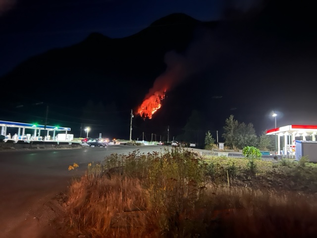 Residents in Hope saw the fire as late Thursday night.