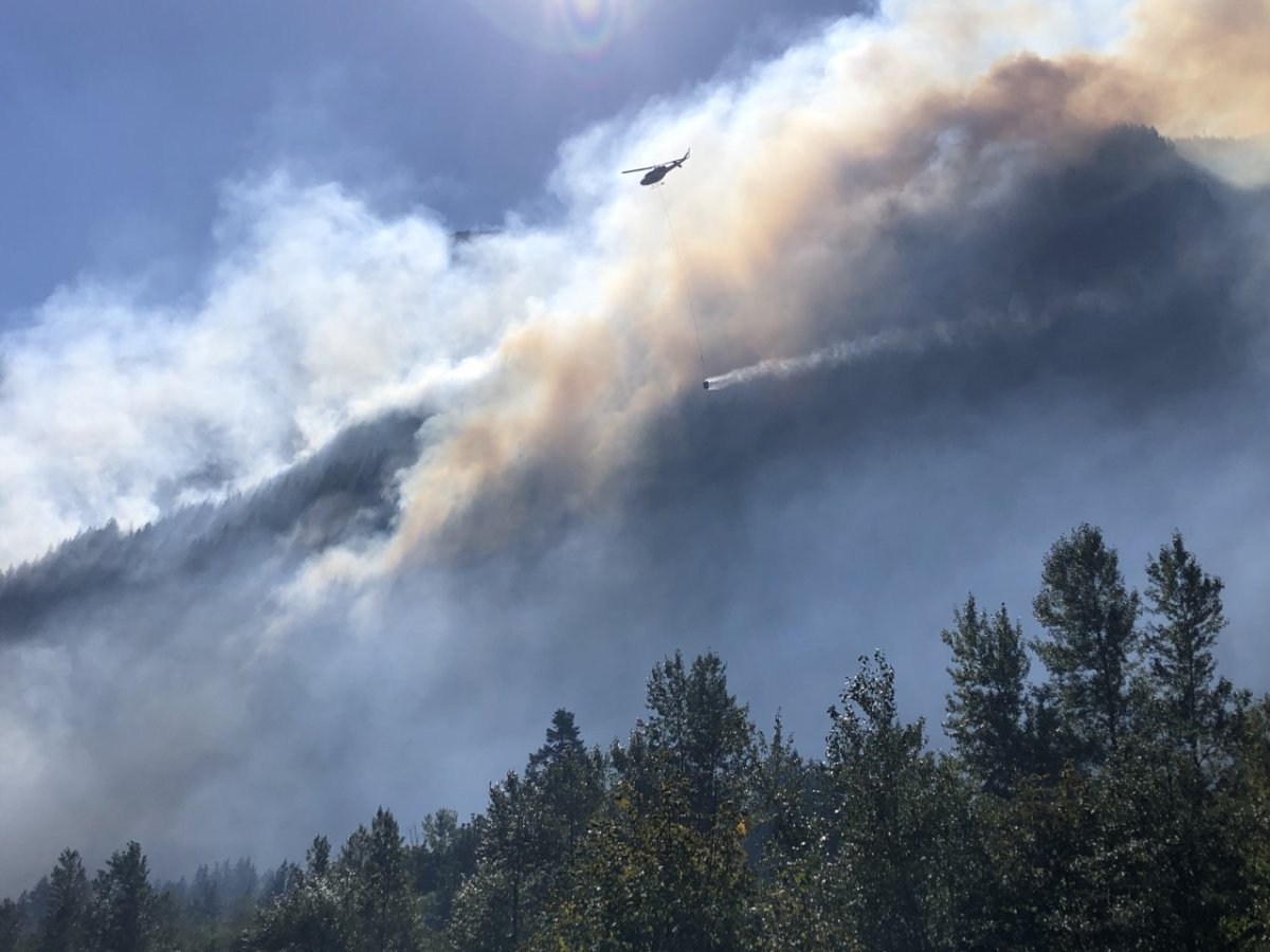 Large amounts of smoke have been seen Friday rising off the new wildfire in Hope, B.C.