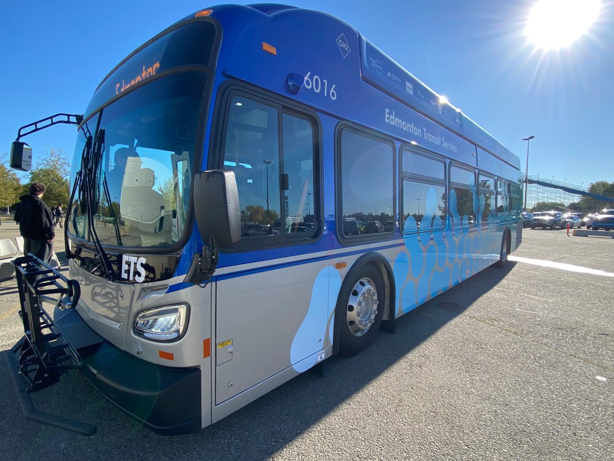 The City of Edmonton and Strathcona County unveiled the new hydrogen-electric transit buses during the Electric and Hydrogen Vehicle Expo in Edmonton, Saturday, Sept. 24, 2022. 
