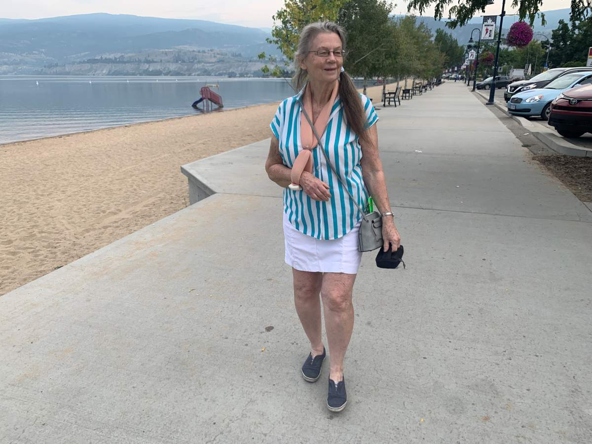 Paula Murray sustained major bruising and a broken bone after a longboarder collided with her on the multi-use pathway along Okanagan Lake in Penticton. 

