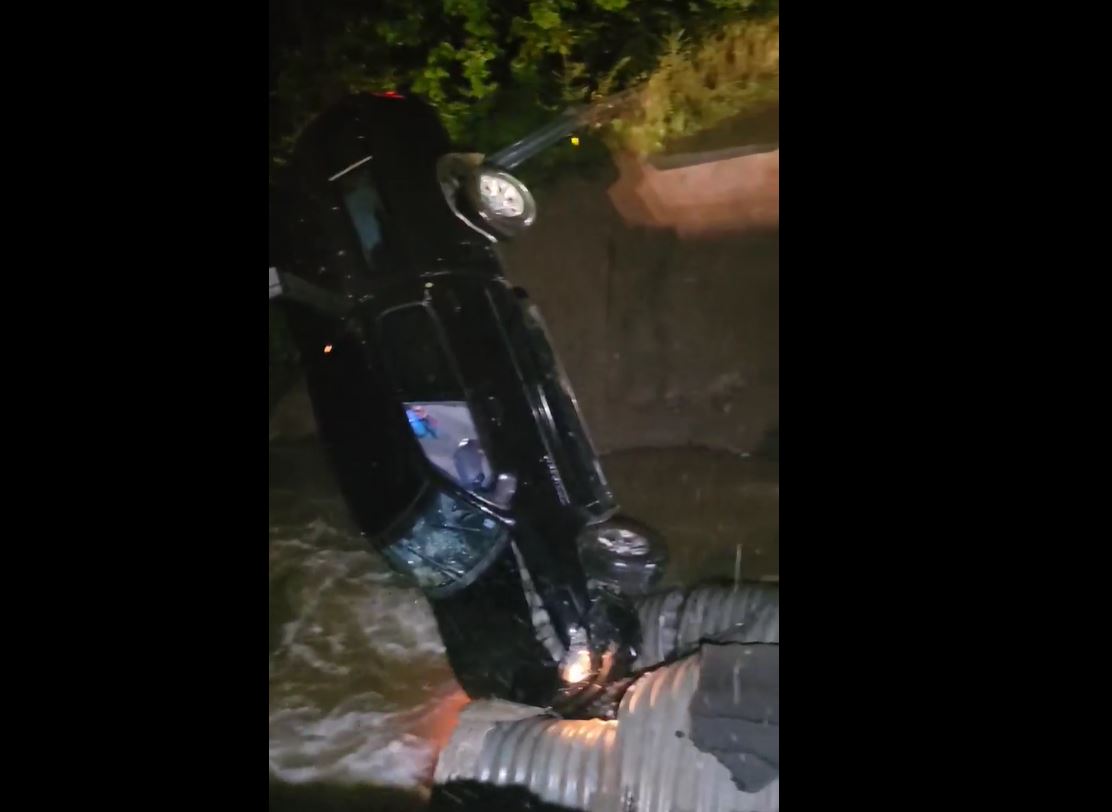 The driver of this vehicle in Cape Breton was taken to hospital by a volunteer firefighter, according to Robert Mackay, who responded to the scene.