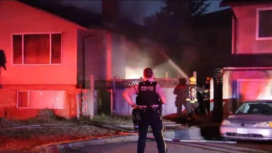 Surrey RCMP and Surrey Fire and Rescue were on scene at a fire, Thursday evening.