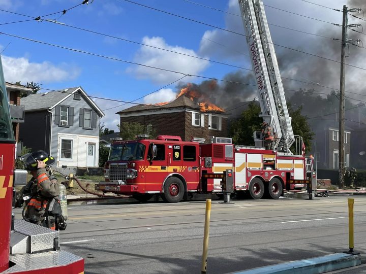 The scene of the blaze in Toronto on Thursday.