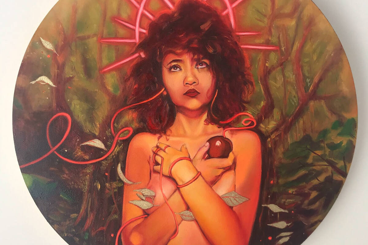 ‘Vox Dei  inCyberia’ was originally sent to the Chicago gallery for the space contest, and can be seen at Tin Whistle Brewing in Penticton.