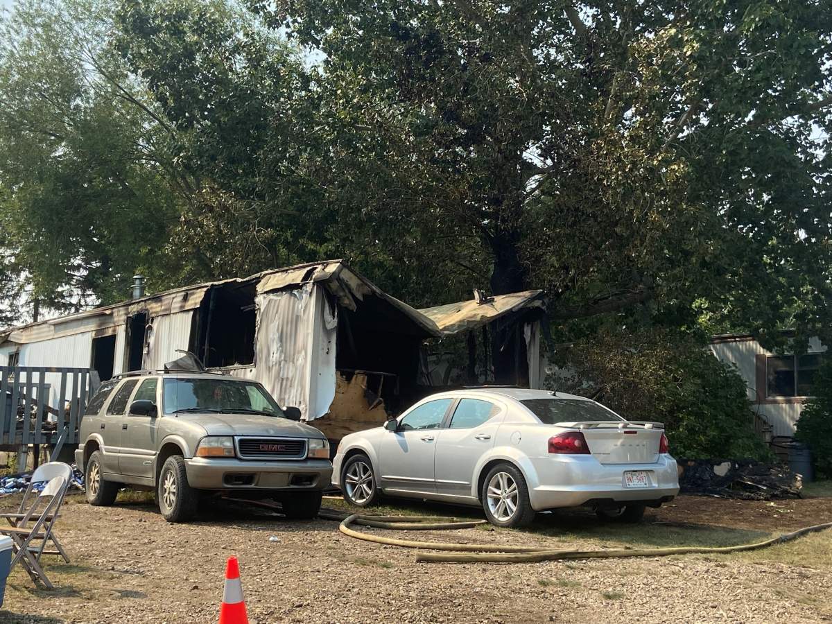 Damage done to a Trochu residence after a fatal fire killed two people Sunday, Sept. 4, 2022.