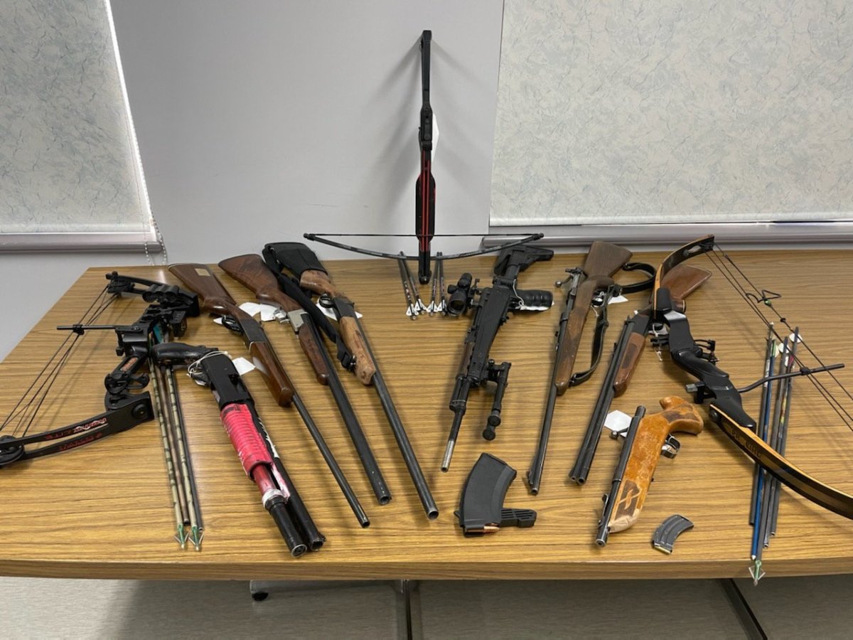 Firearms seized by Westlock RCMP following a drug-trafficking investigation, Aug. 31, 2022.