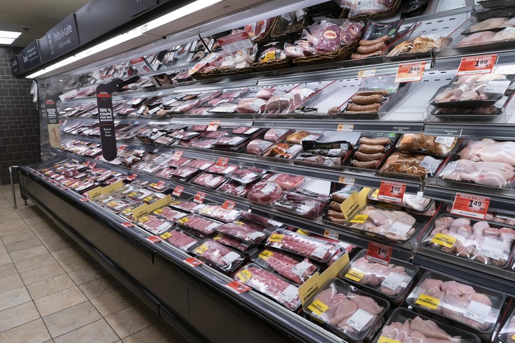 A meat counter in a grocery store is seen in Montreal, on Thursday, April 30, 2020. Canada's competition watchdog is launching a study into the grocery sector to examine whether the highly concentrated sector is contributing to rising food costs. THE CANADIAN PRESS/Paul Chiasson.