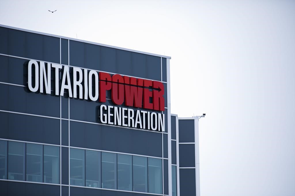 Ontario Power Generation signage is seen at a facility at the Darlington Power Complex, in Bowmanville, Ont., on May 31, 2019. THE CANADIAN PRESS/Cole Burston.