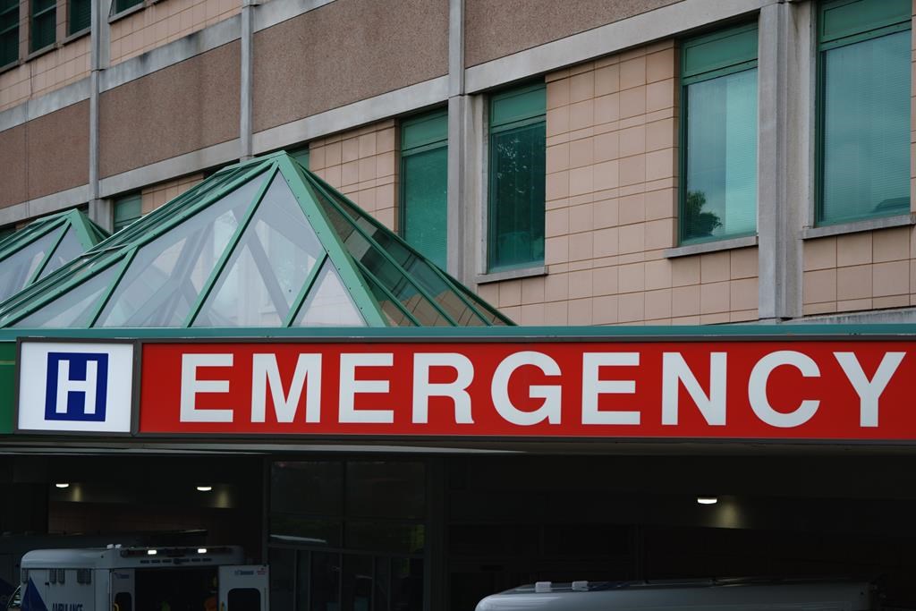 The emergency sign of a Toronto hospital is photographed on Tuesday, Sept. 27, 2022. 