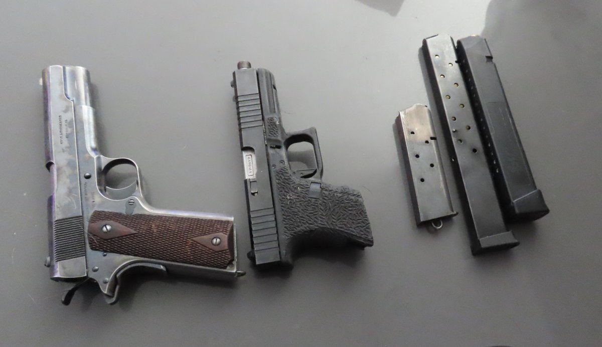 Handguns and high-capacity magazines Calgary Police Service members seized on Sept. 27, 2022.