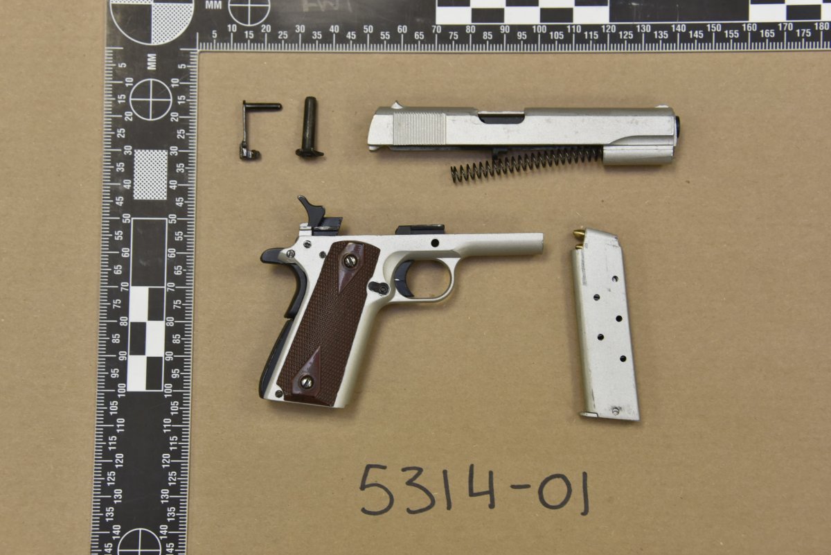 A handgun Calgary police found in a vehicle following an Oct. 9, 2022, road rage incident.