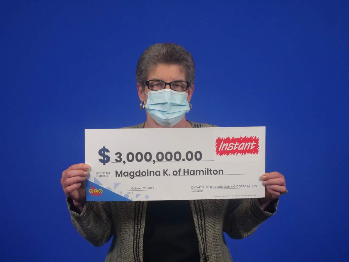Magdolna Kovac of Hamilton has pocketed a couple million after winning with the Instant $3 million Prestige scratch game.