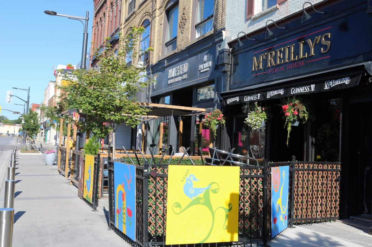 Restaurants along Dunlop Street in downtown Barrie Ont., Aug. 14, 2022