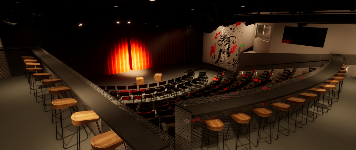An artist’s rendering of the future home of Rapid Fire Theatre.