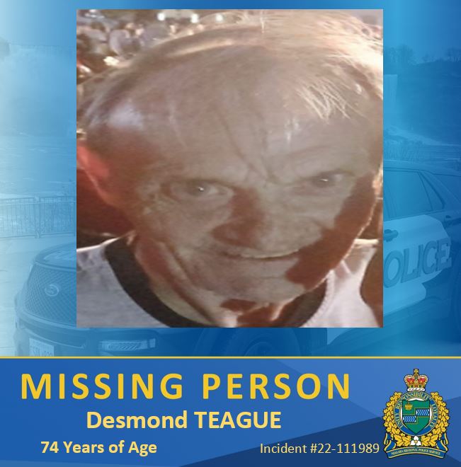 Niagara Police say the disappearance of Desmond Teague, 74, around the area of Forsythe Street and Archange Street in Fort Erie has been deemed suspicious by investigators.