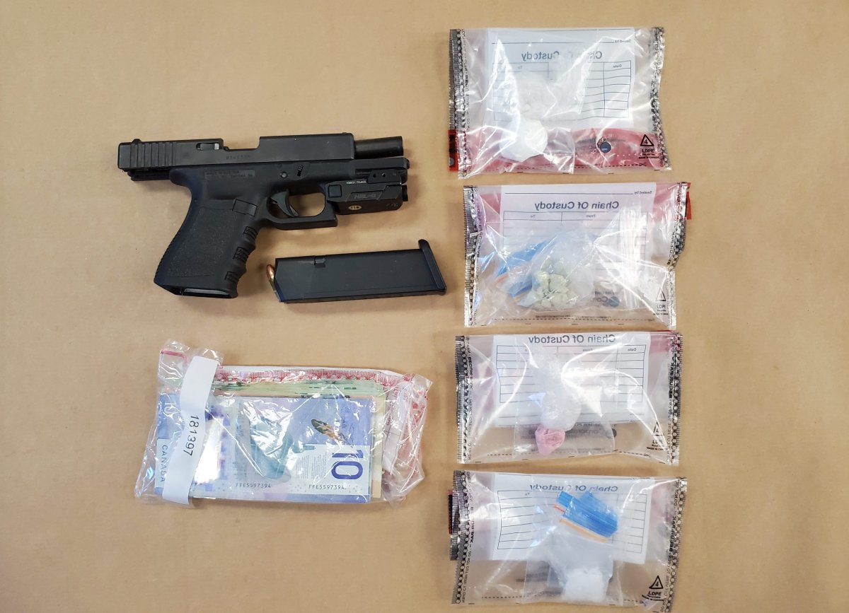 Cobourg police seized drugs, cash and a firearm during a traffic stop on Sept. 30, 2022.