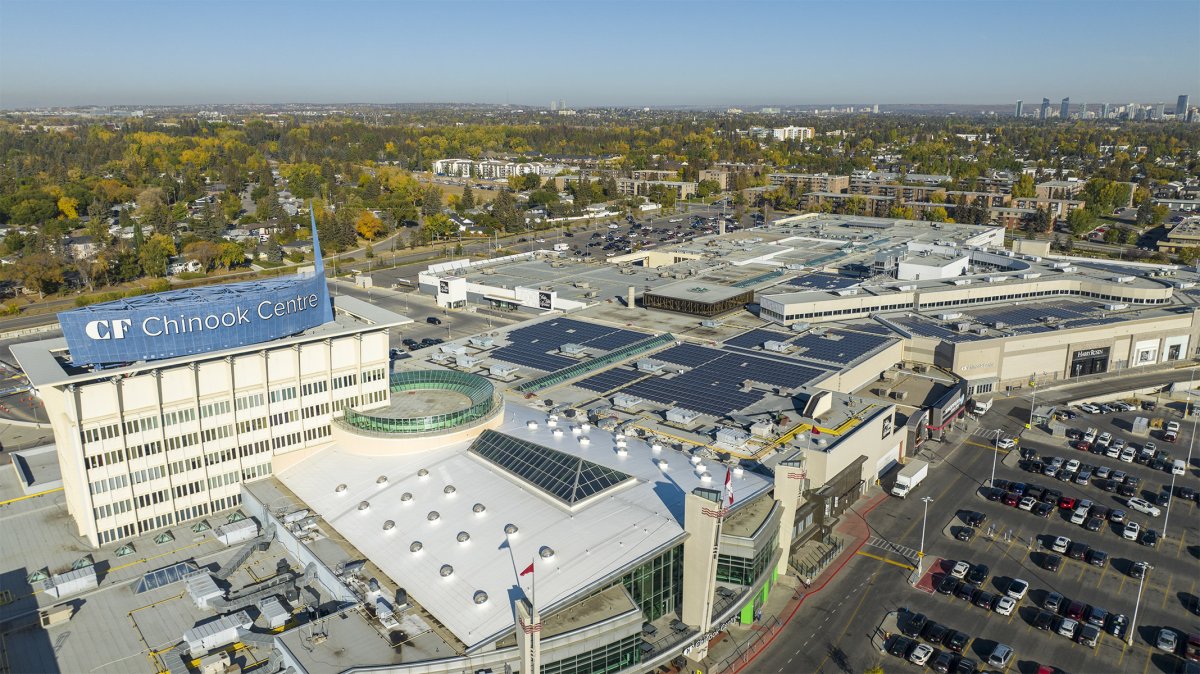 An undated photo of rooftop solar installation on CF Chinook Centre.