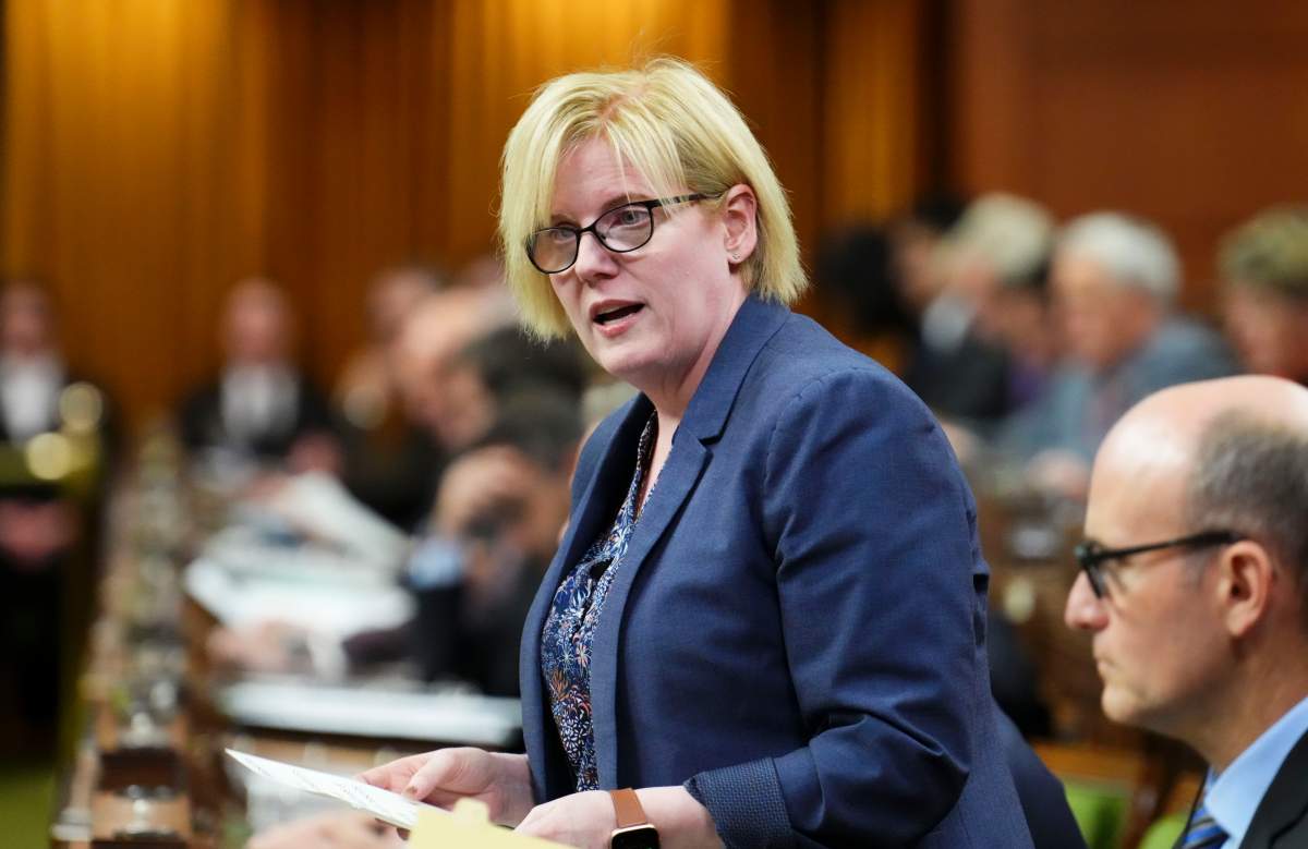 Minister of Employment, Workforce Development and Disability Inclusion Carla Qualtrough speaks during question period in the House of Common on Parliament Hill in Ottawa on Tuesday, Oct. 4, 2022.