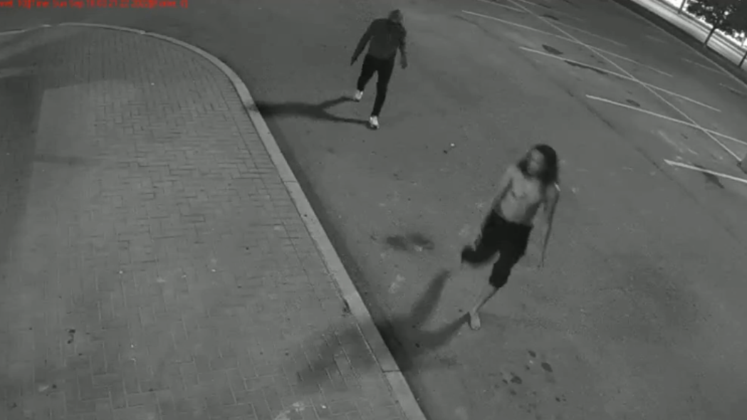 Hamilton Police are seeking a pair of men, seen in security camera footage, they believe are connected with a Sept 18, 2022 overnight shooting at a plaza on Centennial Parkway North.