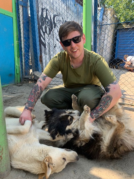 Drozd helped fund improvements for a shelter in Kyiv.