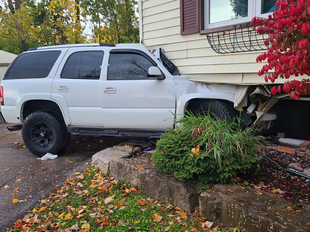 Orillia OPP attended a suspicious vehicle call at 12:36 am on Saturday, vehicle fled, later crashed into residence. Vehicle stolen.