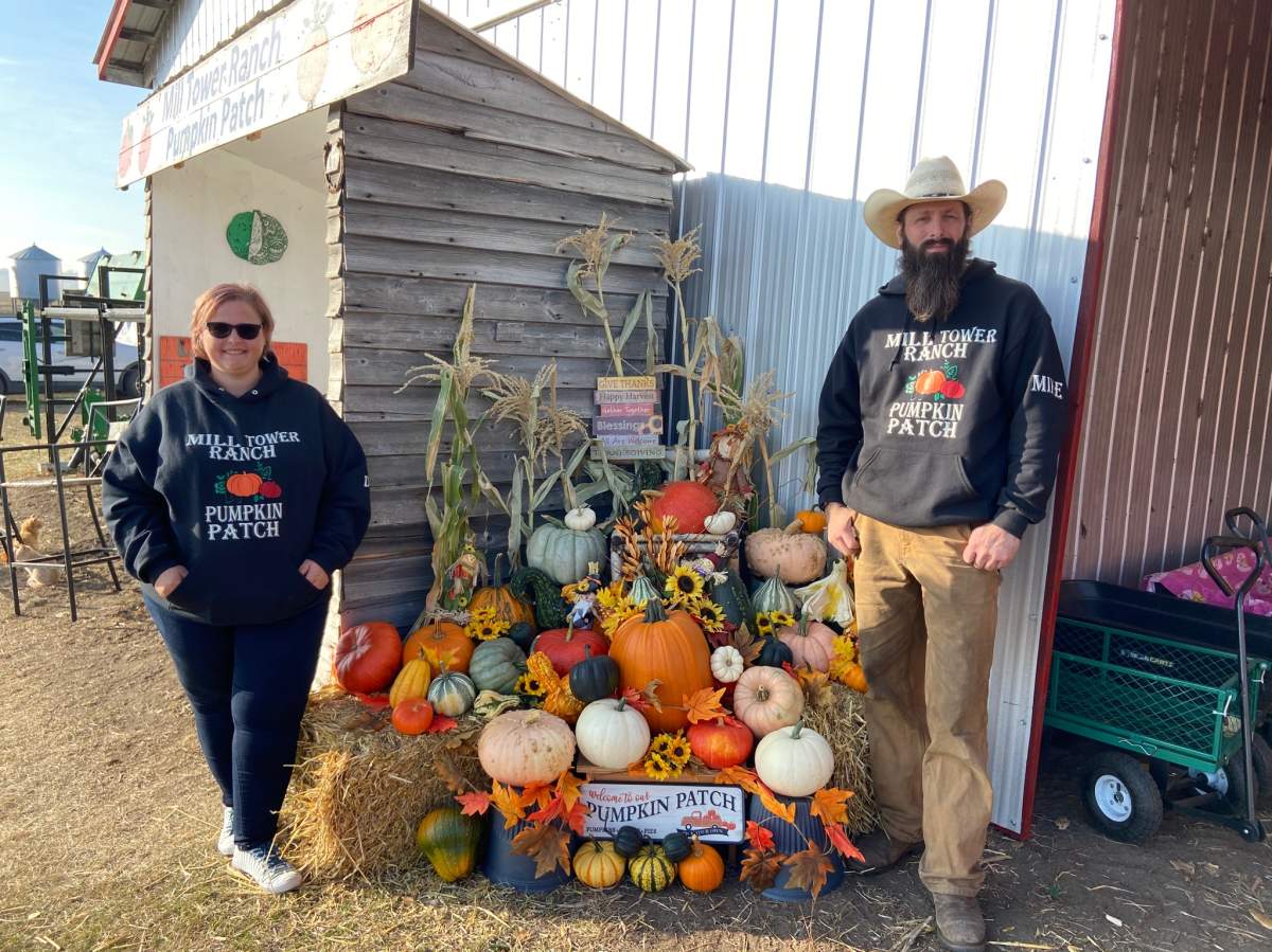 Owners Dawn and Michael Williams at Mill Tower Ranch Pumpkin Patch in Ponoka, Alta. on Oct. 20, 2022.