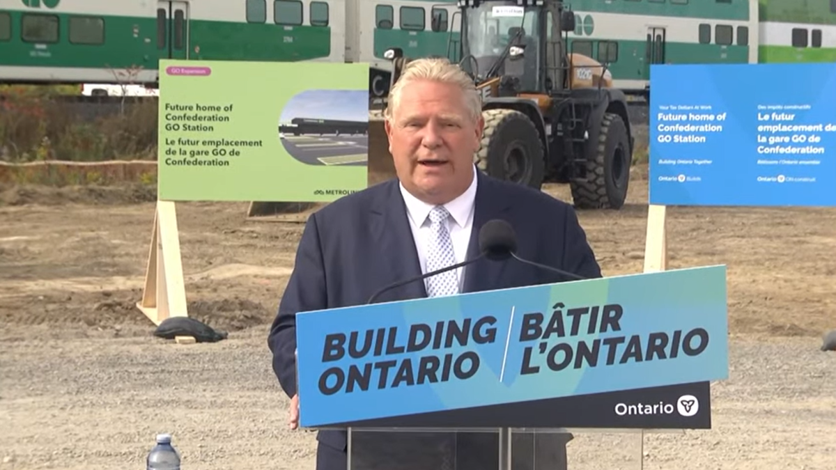 Ontario Premier Doug Ford was in Hamilton for Thursday's transit announcement.