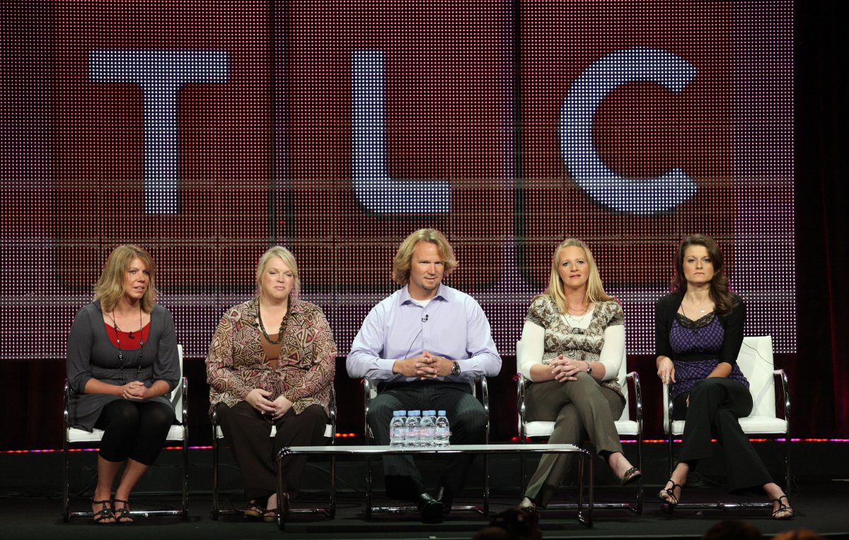 TV personalities Meri Brwon, Janelle Brown, Kody Brown, Christine Brown and Robyn Brown speak duinrg the "Sister Wives" panel during the Discovery Communications portion of the 2010 Summer TCA pres tour held at the Beverly Hilton Hotel on August 6, 2010 in Beverly Hills, California.