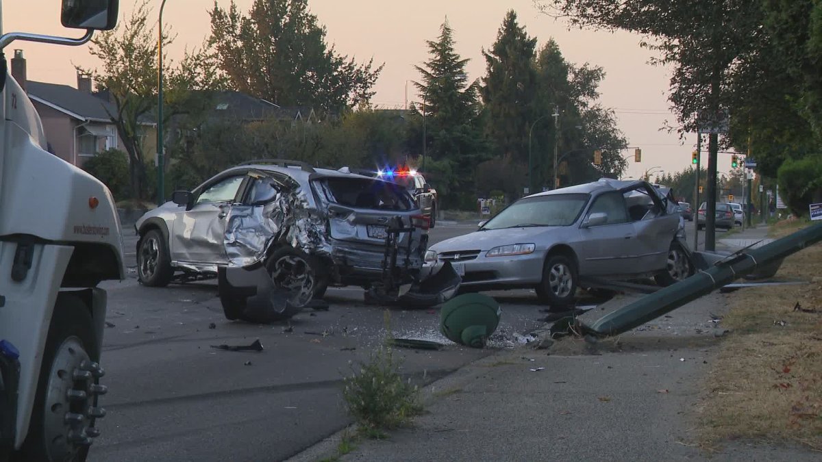 A three-car vehicle crash stopped traffic for hours Saturday morning.