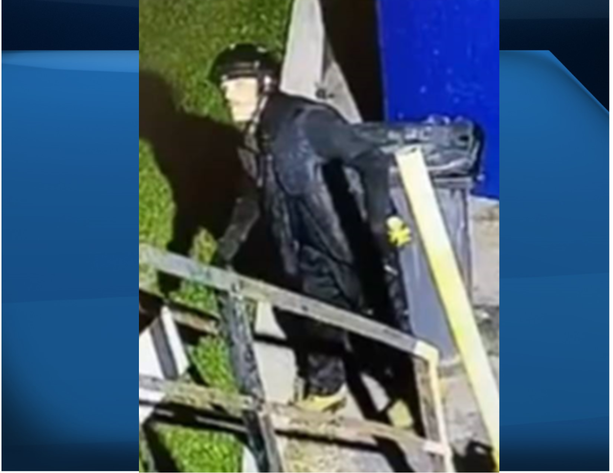 A survelliance image of a suspect following a break-in at a William Street North business on Oct. 9 in Lindsay, Ont.