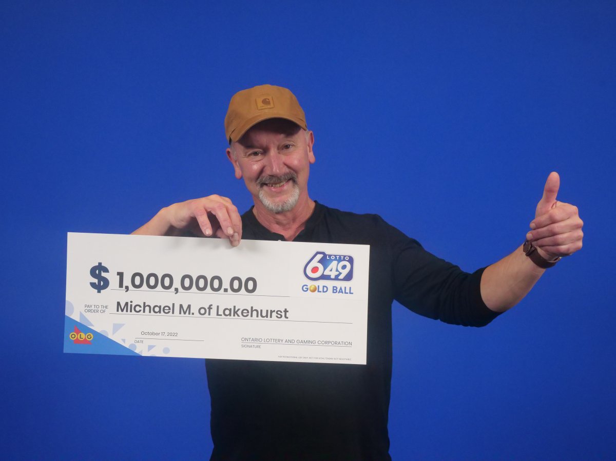Michael McGlashan of Lakehurst won $1M in a Lotto 6/49 draw on Sept. 24, 2022. His winning ticket was purchased in Peterborough.