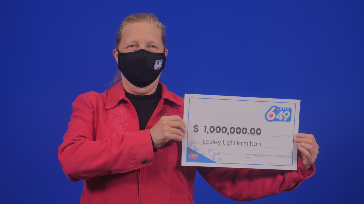 Lesley Irvine of Hamilton won $1 Million in a 'guaranteed prize in the January 15, 2022 LOTTO 6/49 draw. 