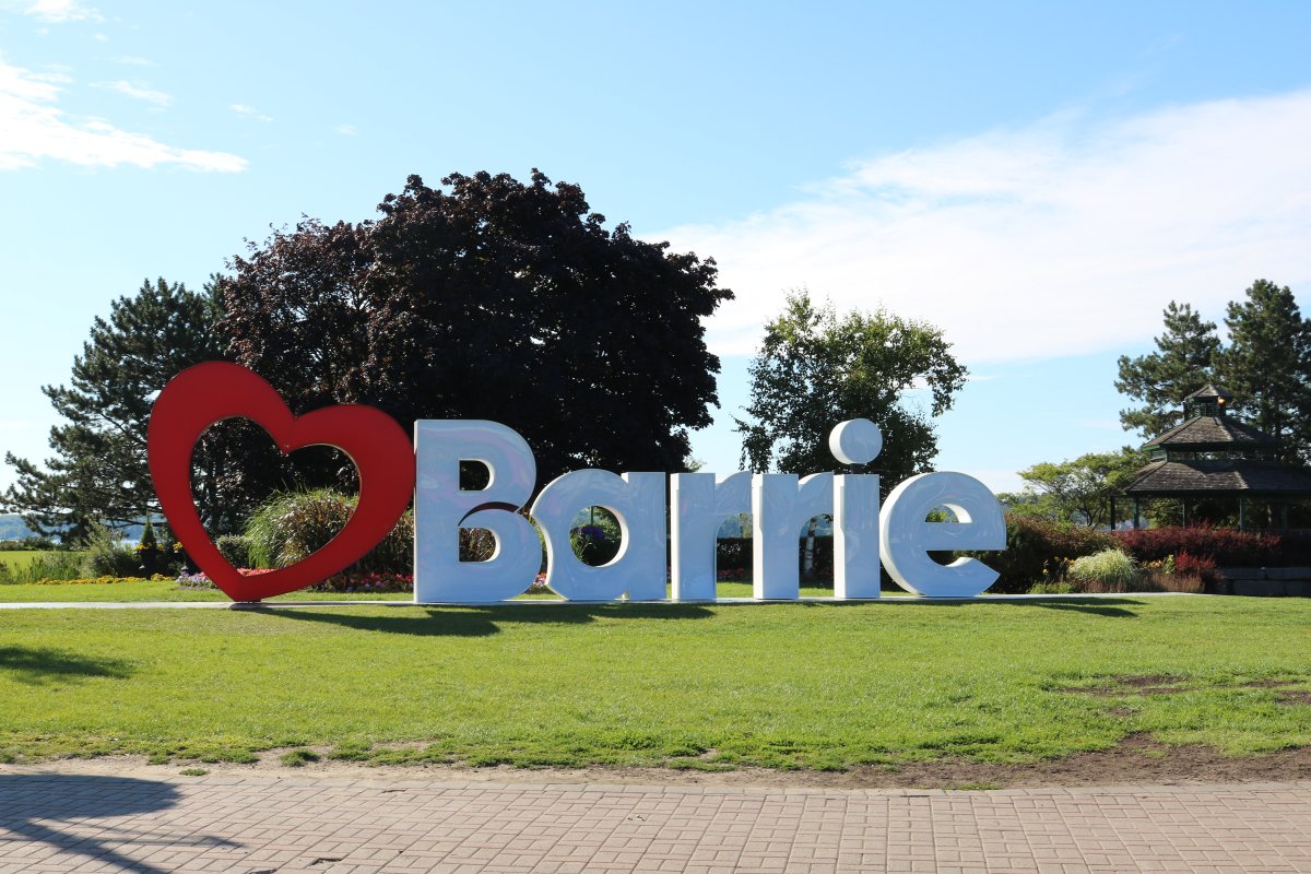 Love Barrie sign in downtown Barrie Ont., Aug. 14, 2022