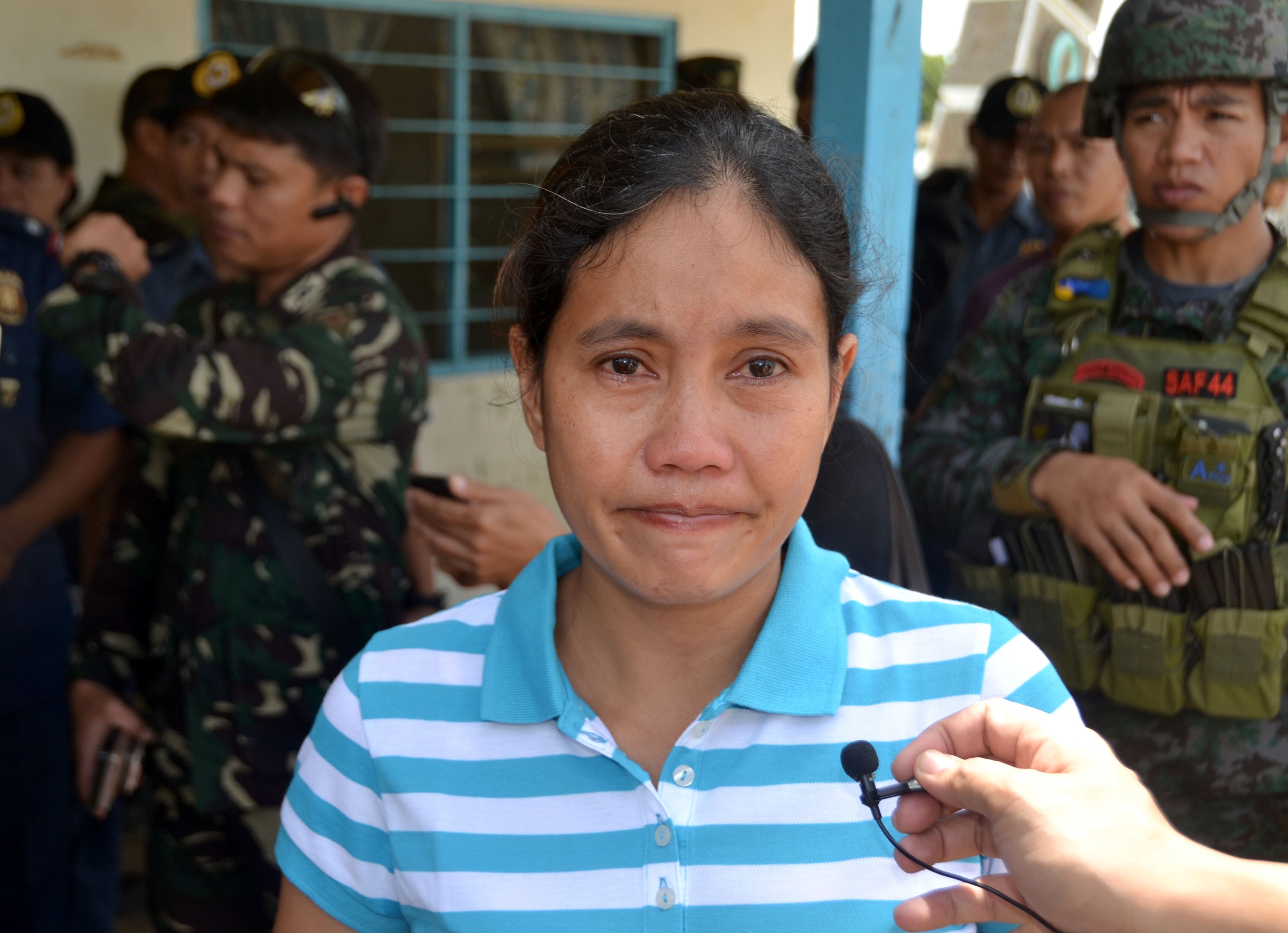 Marites Flor following her release by Abu Sayyaf in Jolo, June 24, 2016. (STR/AFP via Getty Images)
