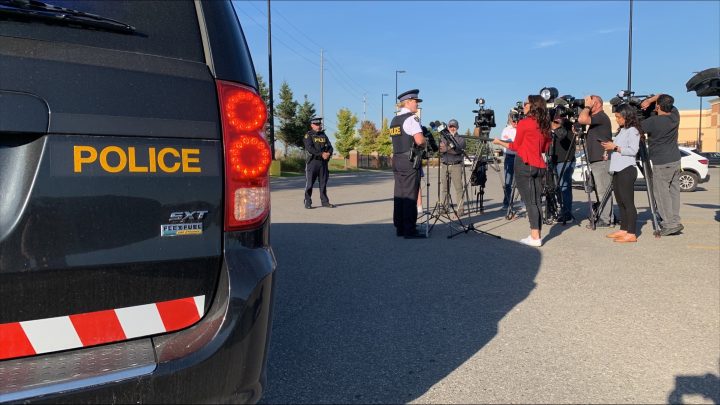 OPP Insp. Insp. MaryLouise Kearns speaks to reporters on Wednesday.
