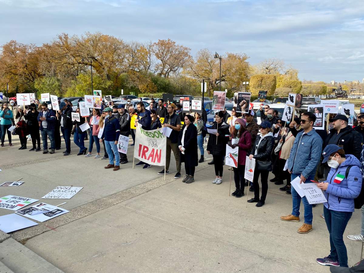 Over a hundred people attended the protest on Saturday, Oct. 22 at the Saskatchewan legislative building.