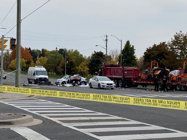 Two people are dead after a collision on Markham Road, police say.