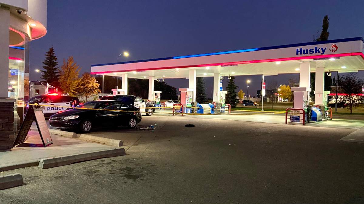 Police investigate a suspicious package in the area of 199 Street and 62 Avenue Sunday, Oct. 16, 2022.