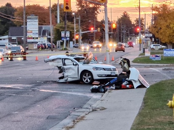 At 12:20 a.m., emergency crews received a report of a collision involving multiple vehicles at the intersection of Highbury Avenue and Hamilton Road.