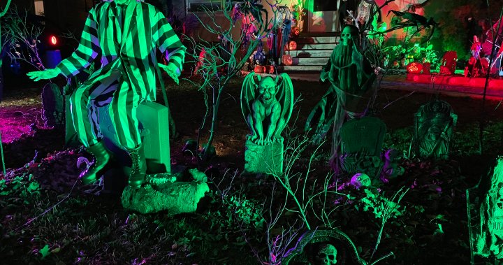 Winnipeg man transforms front yard into terrifying display for Halloween