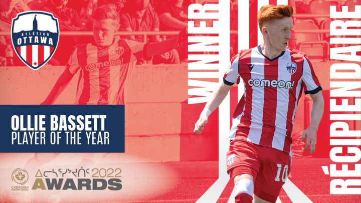 Atlético Ottawa's Ollie Bassett won both the Canadian Premier League Player of the Year and the inaugural Players' Player of the Year awards on Friday.