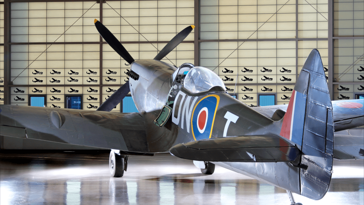 A picture of a Supermarine Spitfire LF Mk. XVIe soon to be restored by the Canadian Warplane Heritage Museum amid the institution's 50th Anniversary. The museum acquired ownership of the plane via donation from Ingenium.