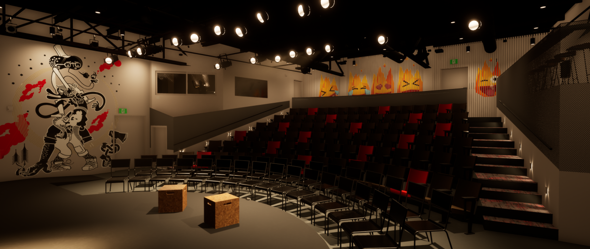 An artist’s rendering of the future home of Rapid Fire Theatre.