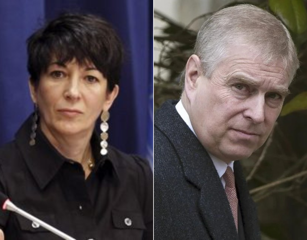 A split image shows Ghislaine Maxwell and Prince Andrew.
