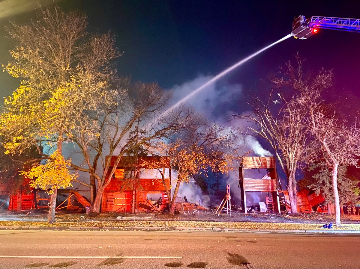 A structure fire in Edmonton's west end early Sunday morning. 