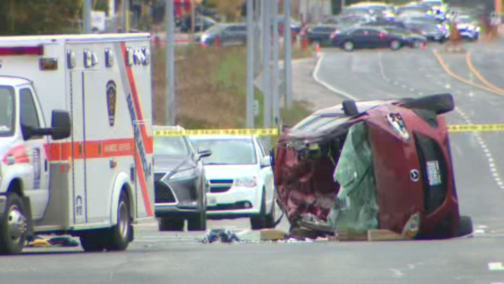 The scene of the crash in Ajax on Friday.